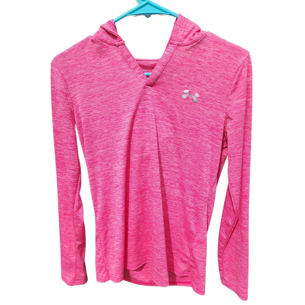 Under Armour Womens HeatGear Loose Fit Space Dye Athletic Top Pink Small